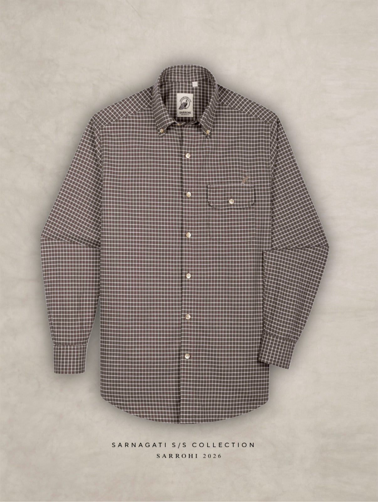 The Udai: Slim Fit Checkered Caramel Egyptian Cotton Shirt