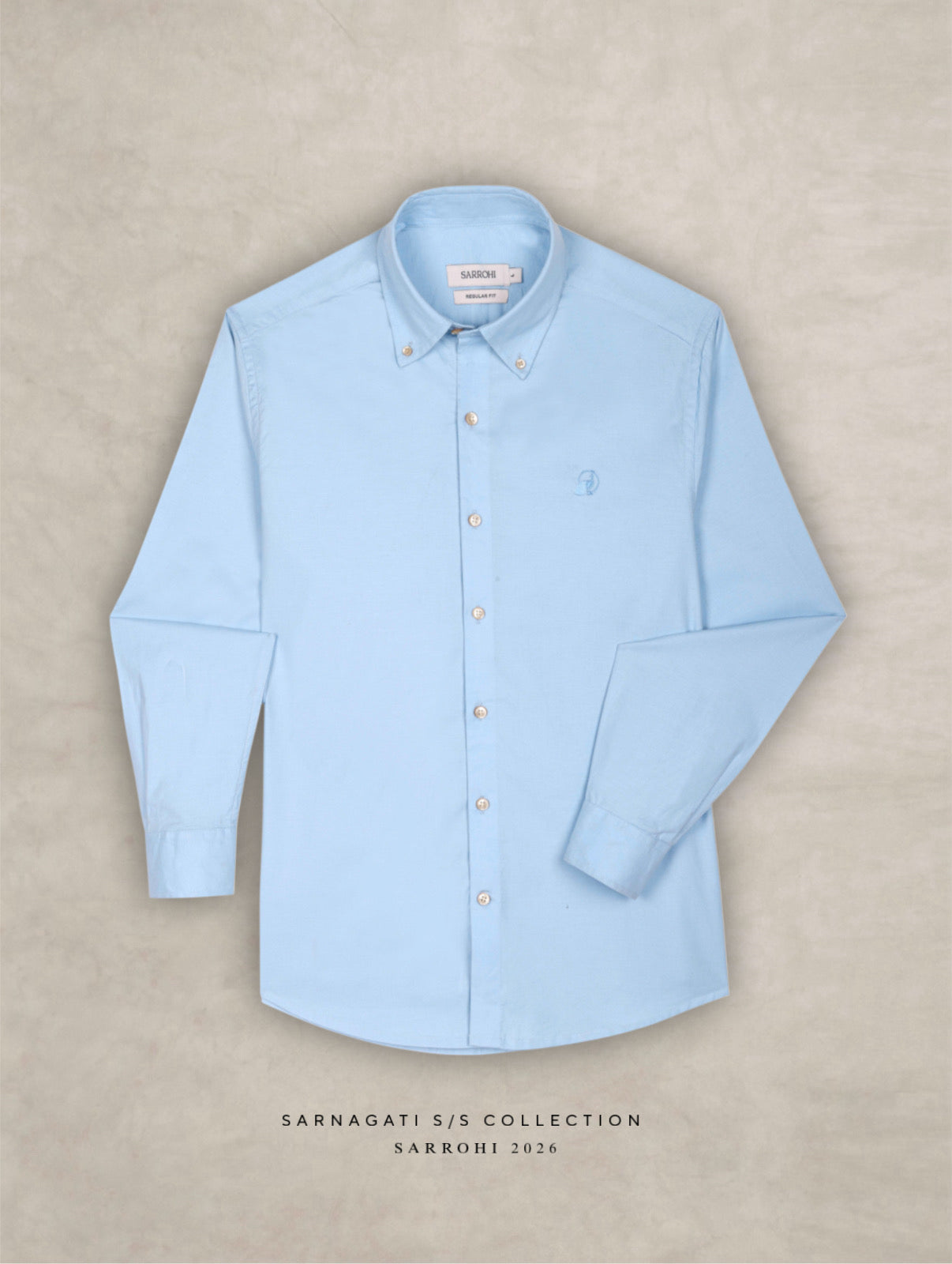 The Rawal: Slim Fit Solid Powder Blue Oxford Shirt