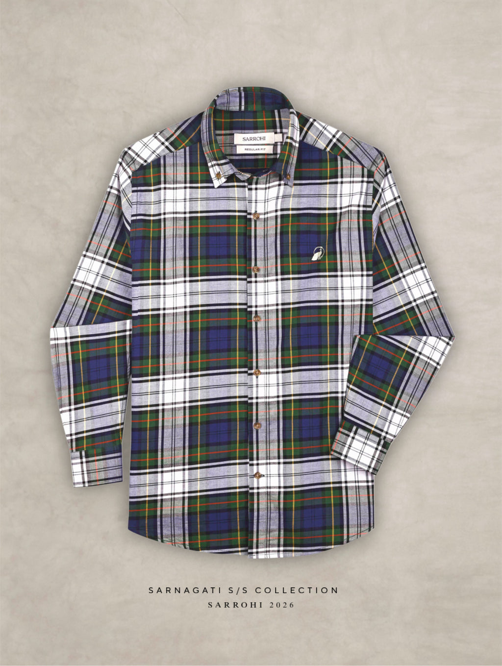 The Rawal: Slim Fit Olive-Navy Plaid Oxford Shirt