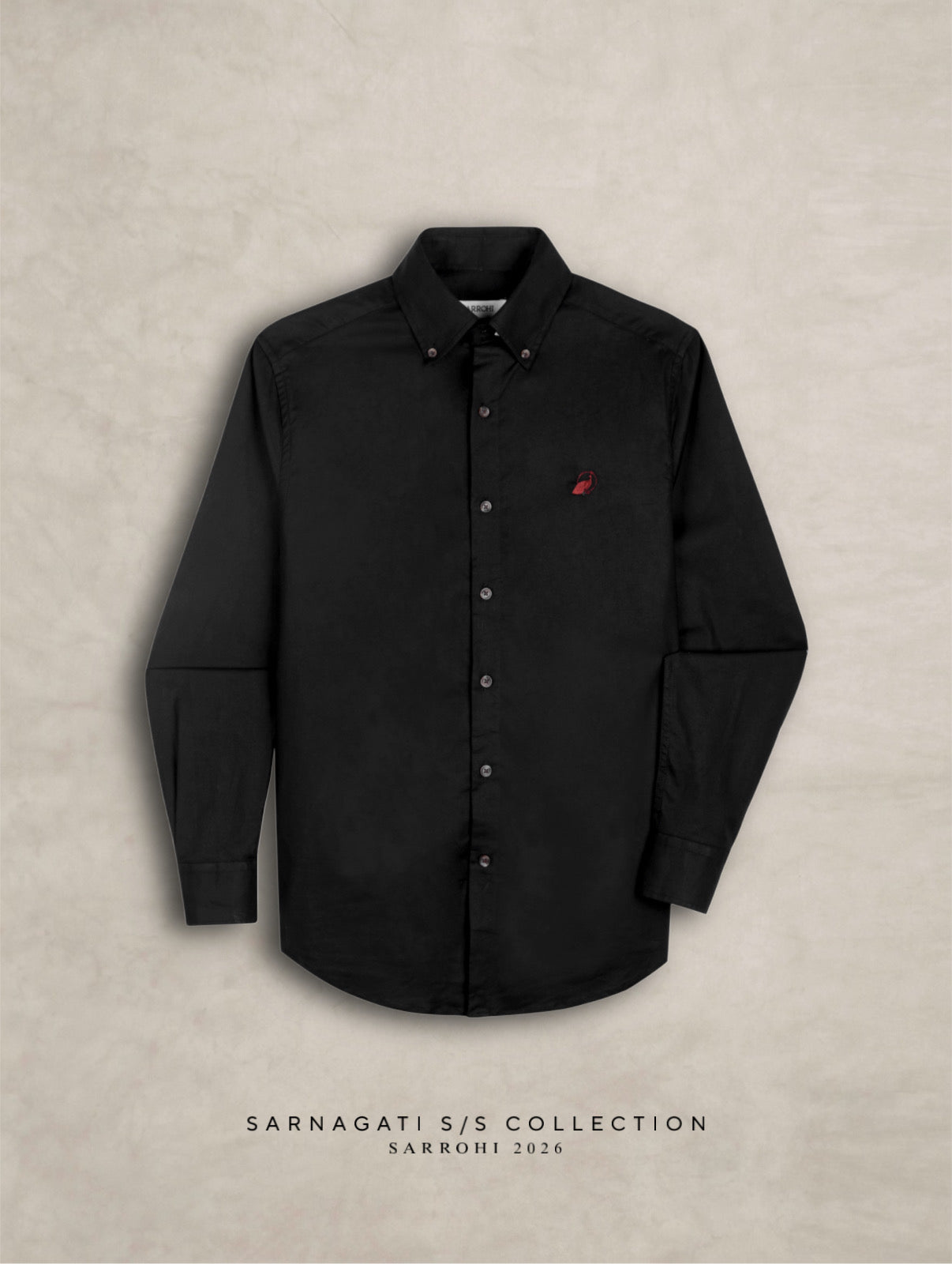 The Rawal: Slim Fit Solid Charcoal Oxford Shirt