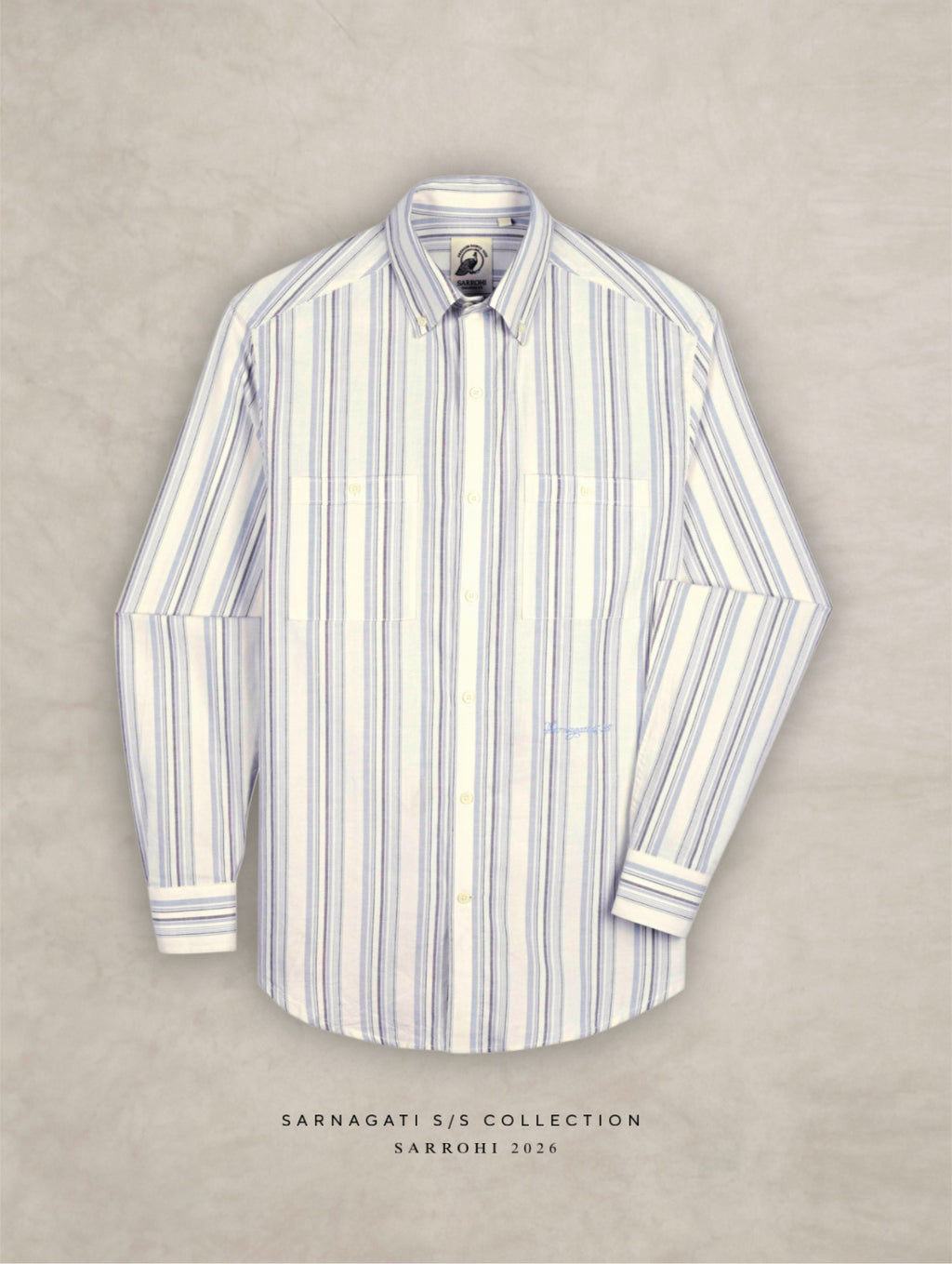 The Karikala: Slim Fit Striped Grey Poplin Shirt