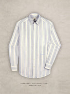The Karikala: Slim Fit Striped Grey Poplin Shirt