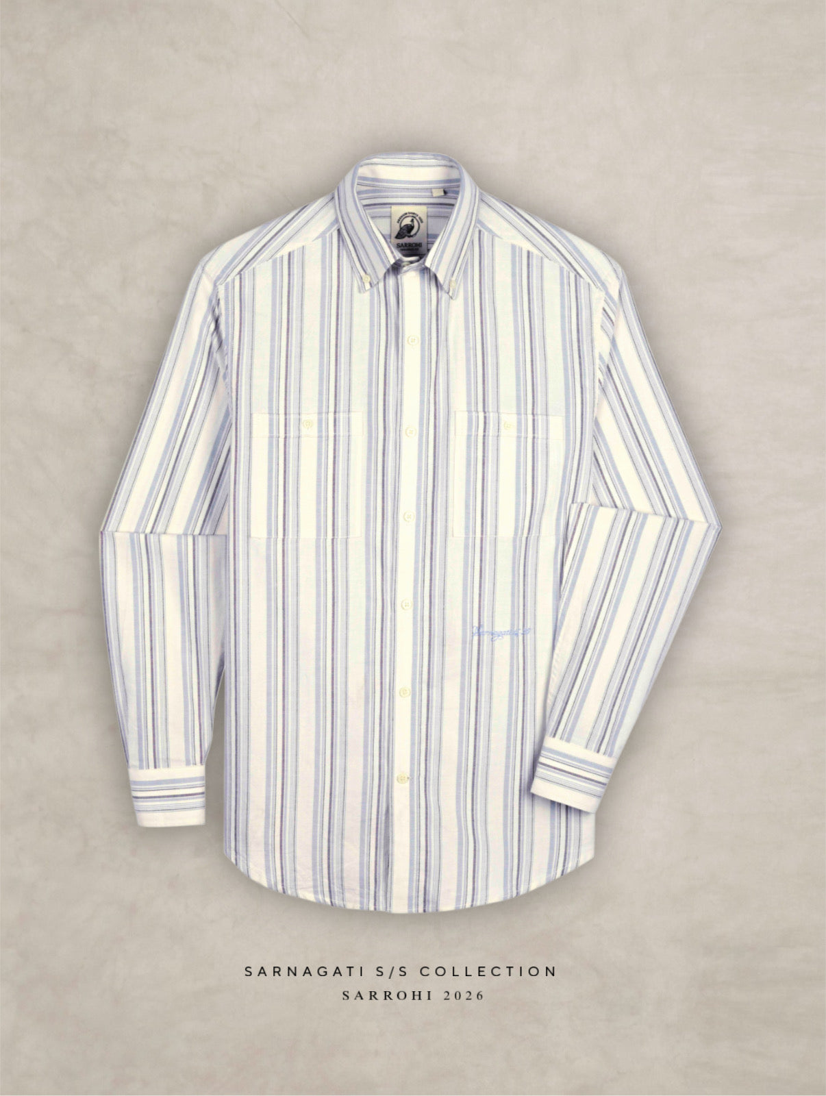 The Karikala: Slim Fit Striped Grey Poplin Shirt