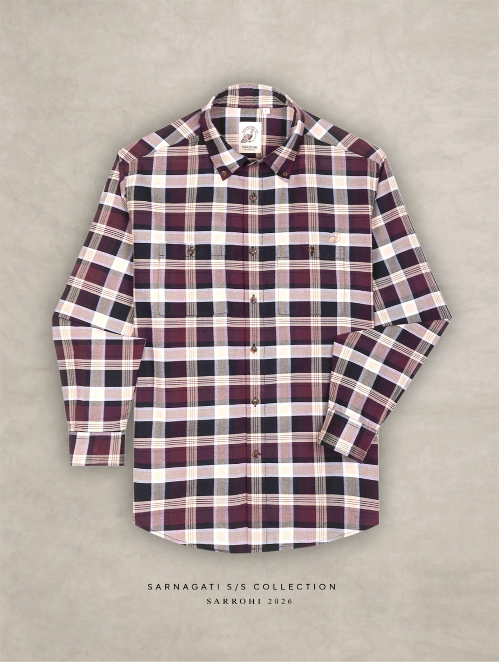The Rawal: Slim Fit Checkered Maroon Oxford Shirt