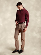 Full Sleeve Maroon Polo with Embroidery