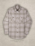 The Karikala: Slim Fit Checkered Taupe Poplin Shirt