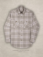 The Karikala: Slim Fit Checkered Taupe Poplin Shirt