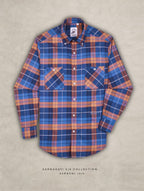 The Karikala: Slim Fit Checkered Orange Poplin Shirt
