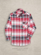The Udai: Slim Fit Checkered Red Single Pocket Oxford Shirt