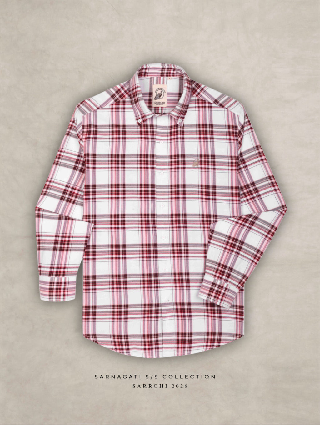 The Rawal: Slim Fit Checkered Ruby Red Oxford Shirt