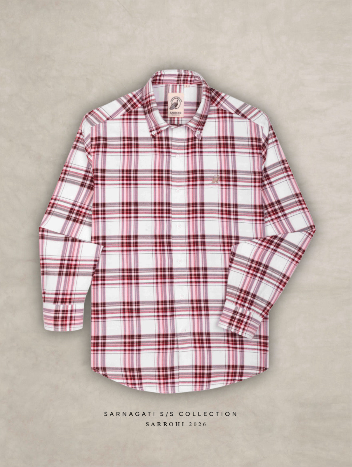 The Rawal: Slim Fit Checkered Ruby Red Oxford Shirt