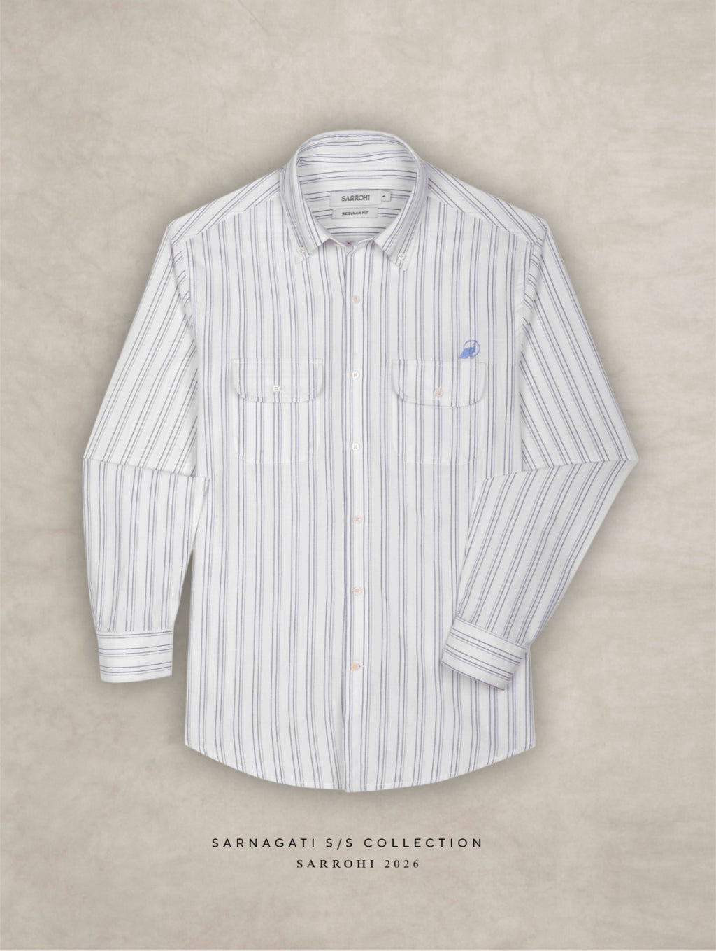 The Karikala: Slim Fit White-Grey Striped Oxford Shirt