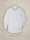 The Karikala: Slim Fit White-Grey Striped Oxford Shirt