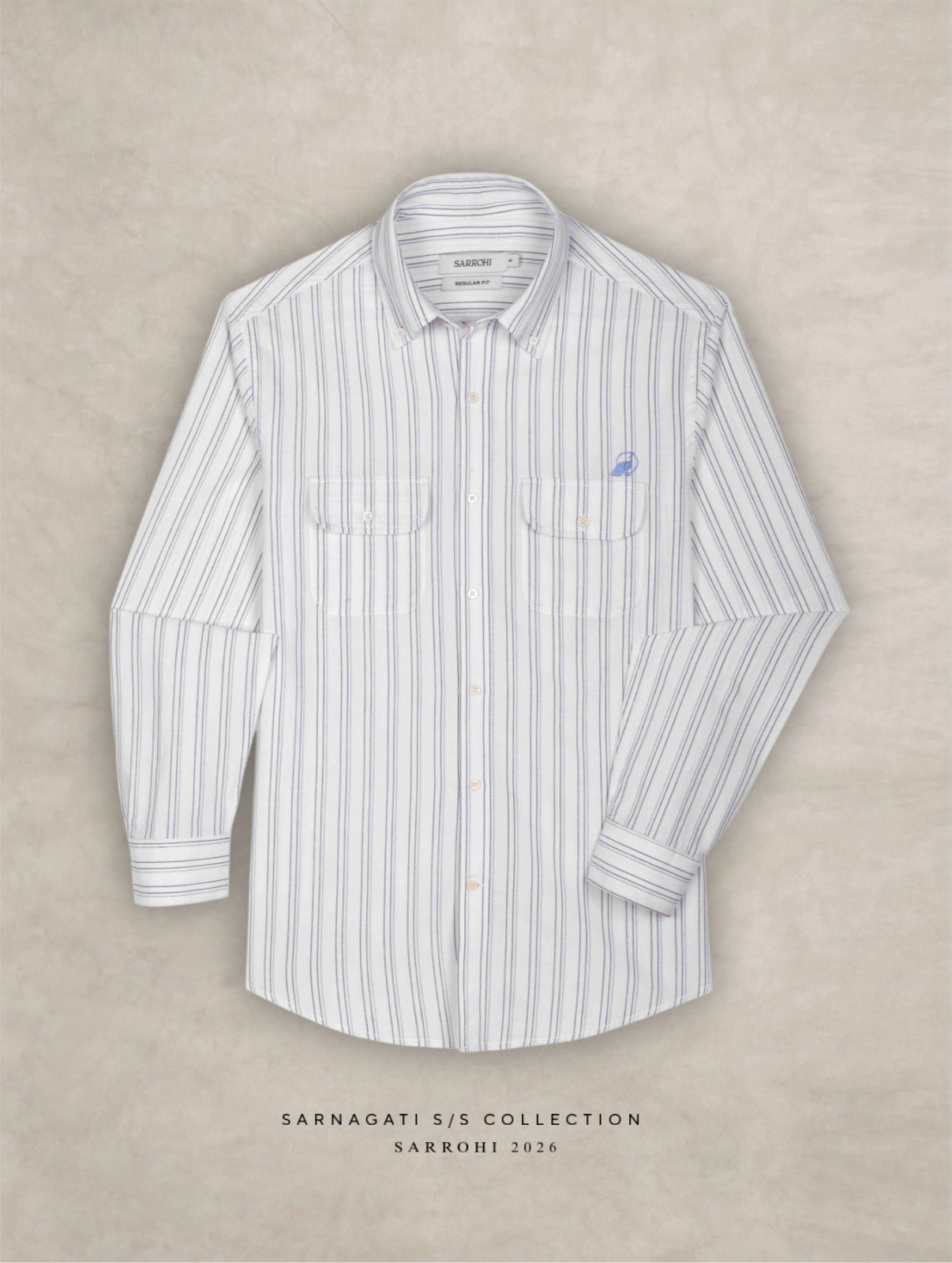 The Karikala: Slim Fit White-Grey Striped Oxford Shirt