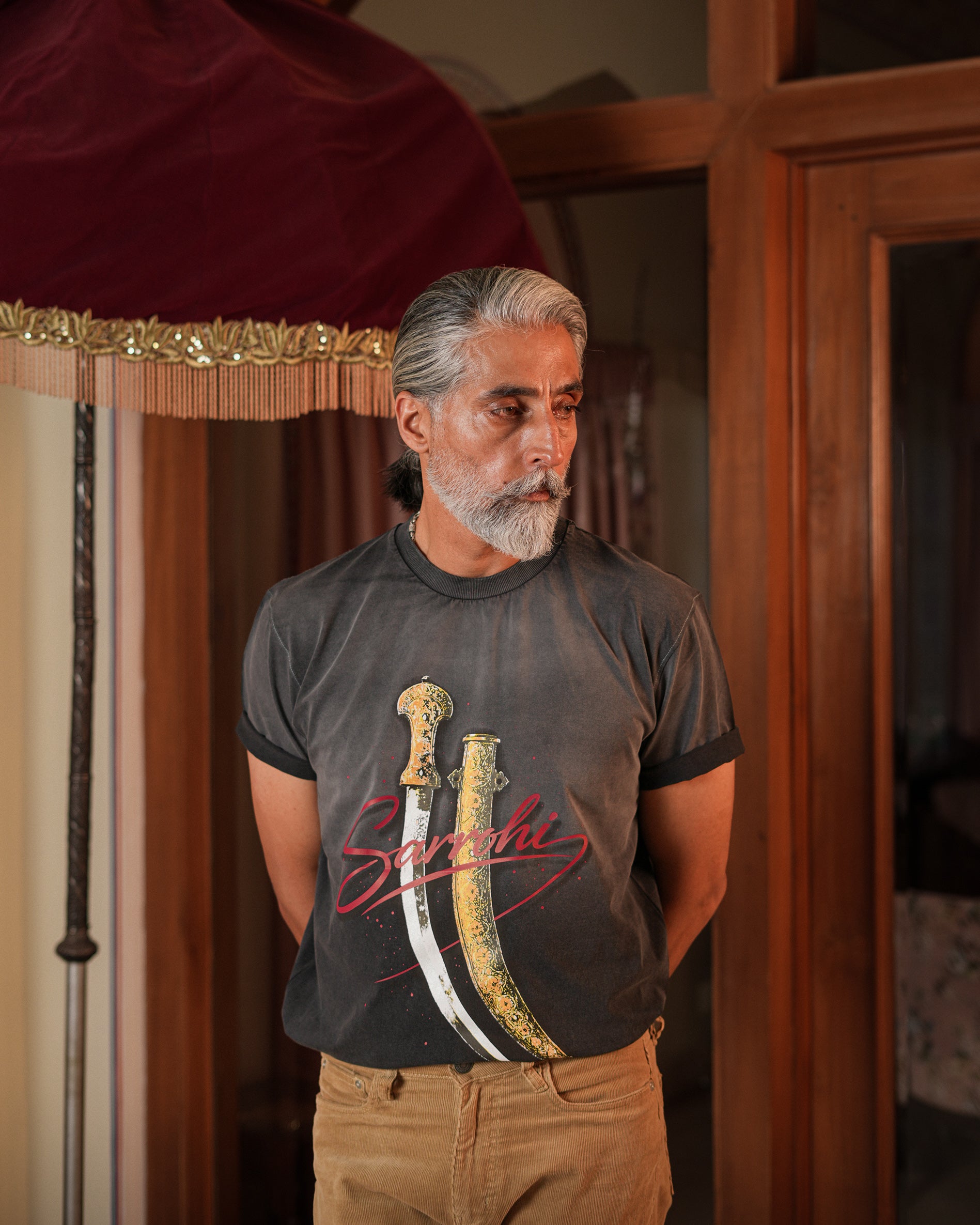 The Marwar Blacy/Grey washed Crew Neck Tee