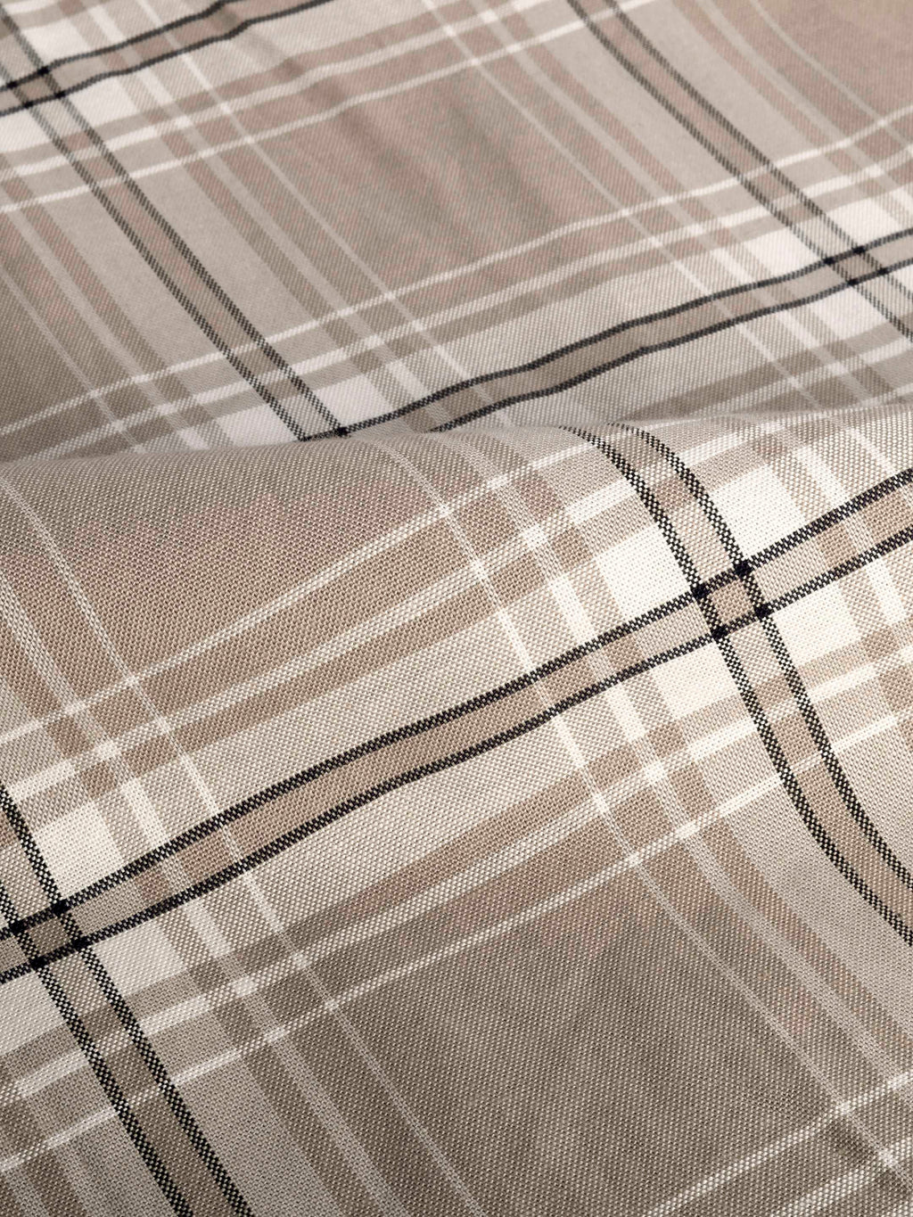 The Karikala: Slim Fit Checkered Taupe Poplin Shirt