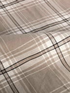 The Karikala: Slim Fit Checkered Taupe Poplin Shirt