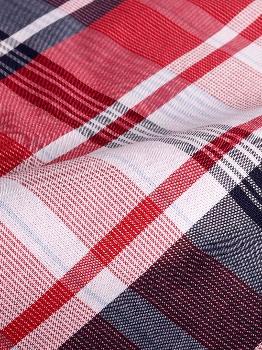 The Udai: Slim Fit Checkered Red Single Pocket Oxford Shirt