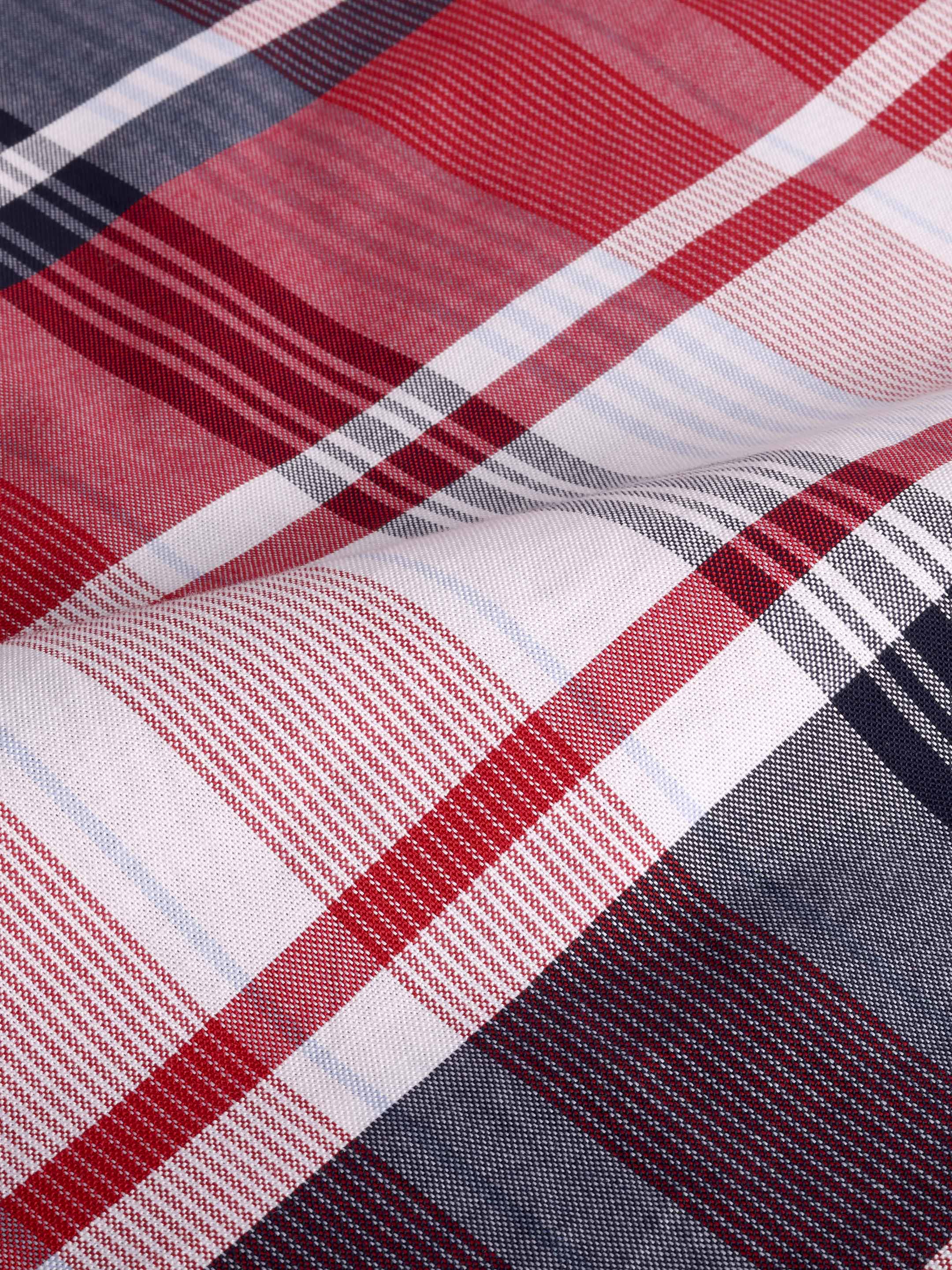 The Udai: Slim Fit Checkered Red Single Pocket Oxford Shirt