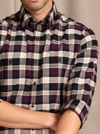 The Rawal: Slim Fit Checkered Maroon Oxford Shirt