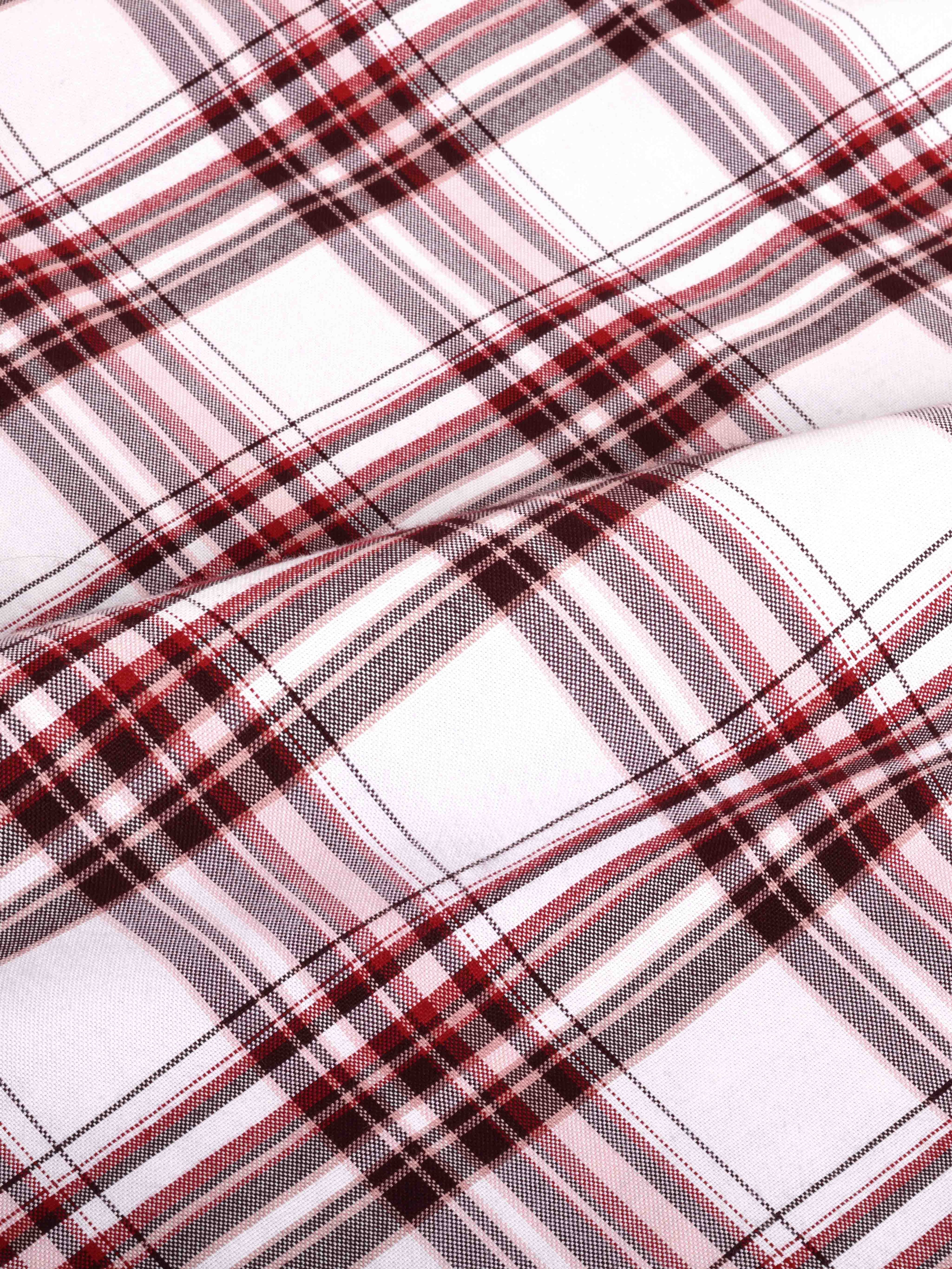 The Rawal: Slim Fit Checkered Ruby Red Oxford Shirt