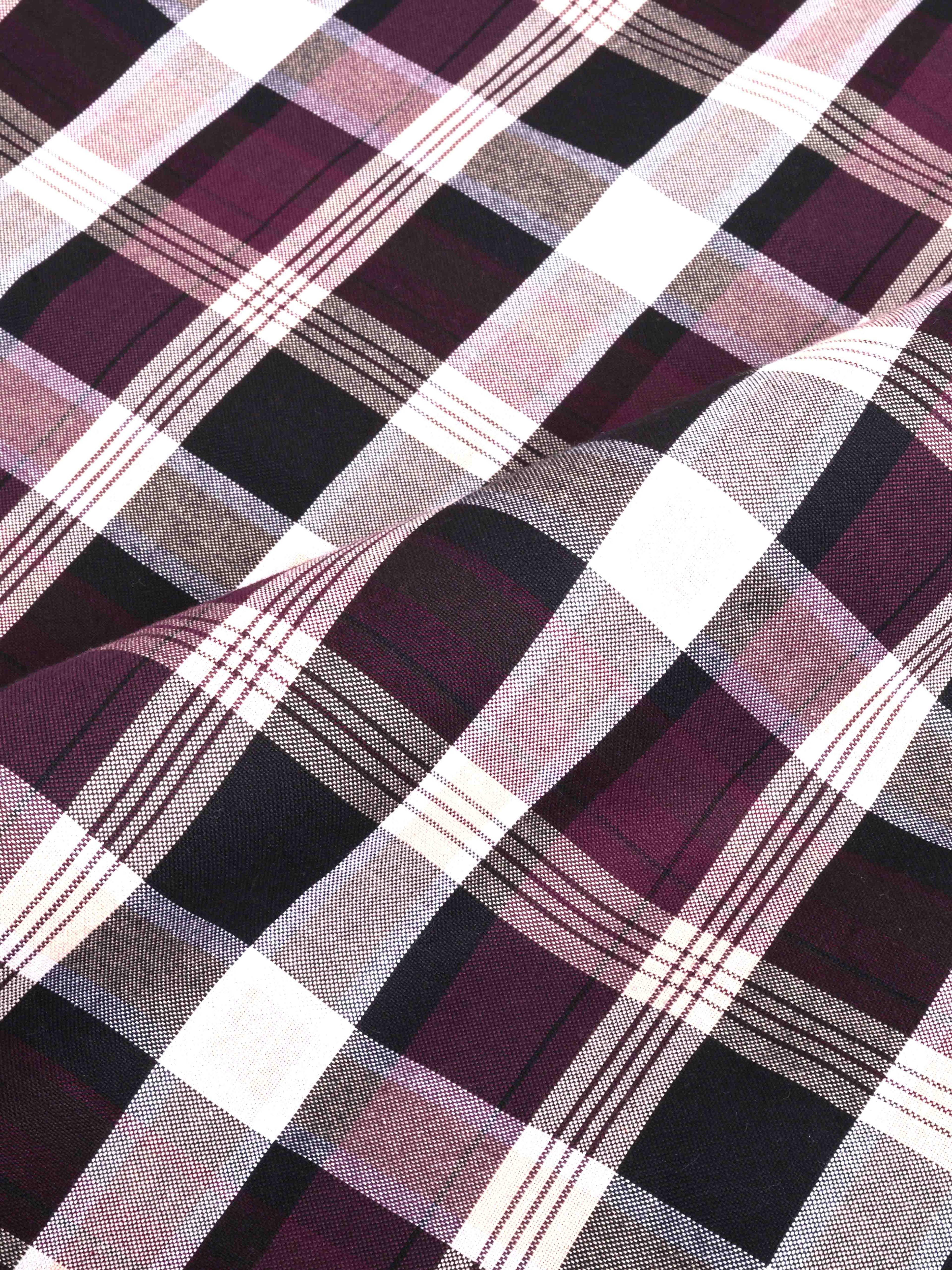 The Rawal: Slim Fit Checkered Maroon Oxford Shirt