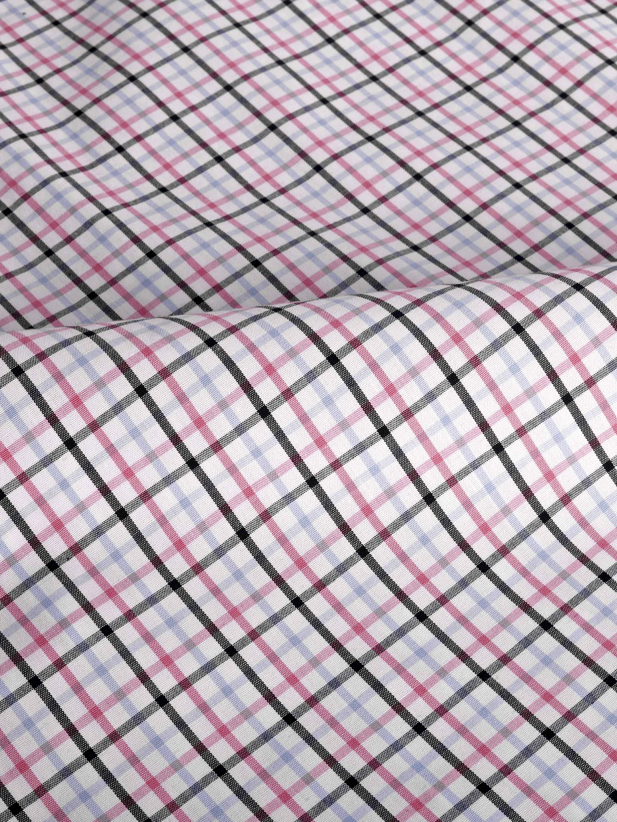The Karikala: Slim Fit Checkered Salmon Poplin Shirt