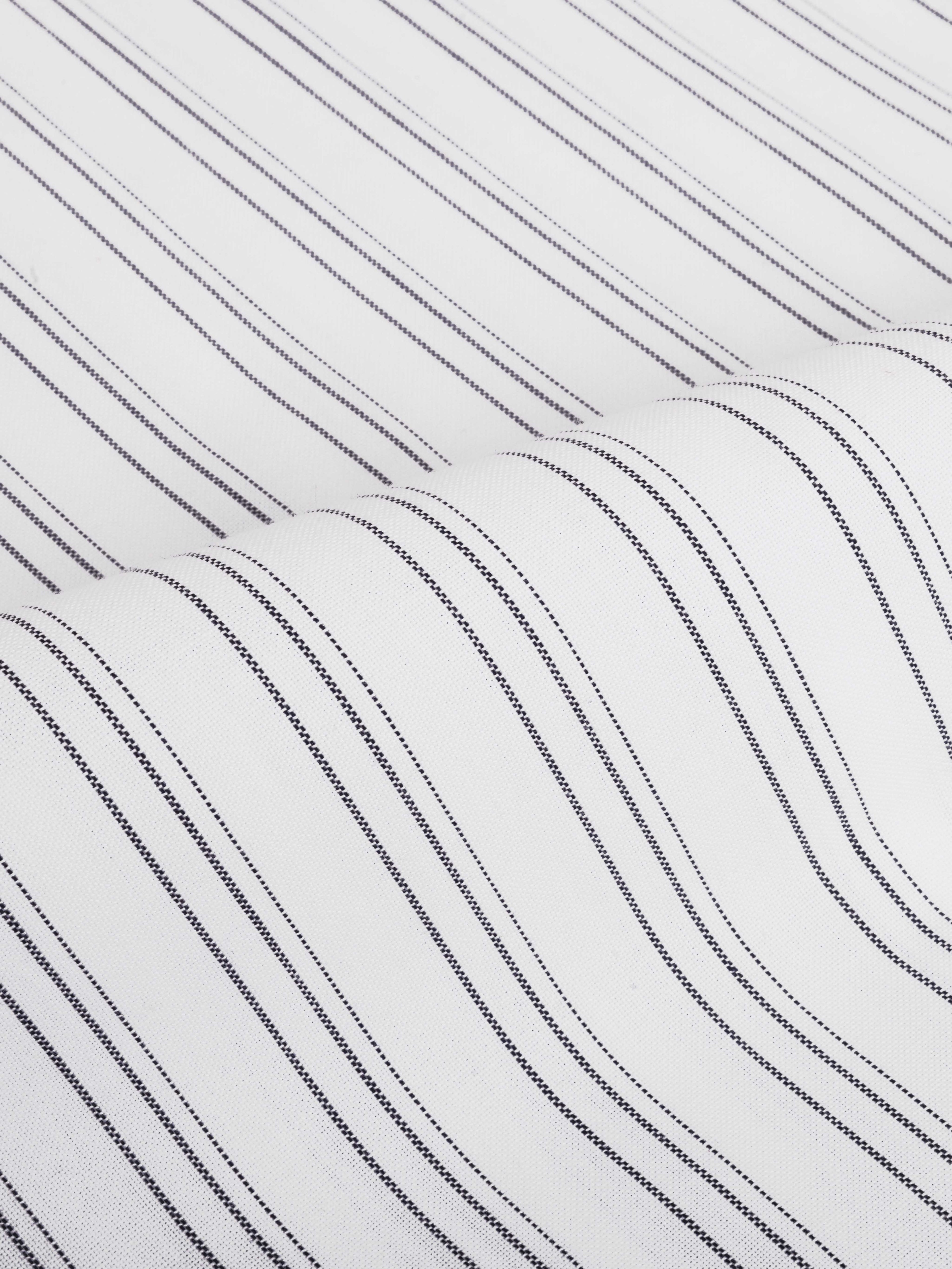 The Karikala: Slim Fit White-Grey Striped Oxford Shirt
