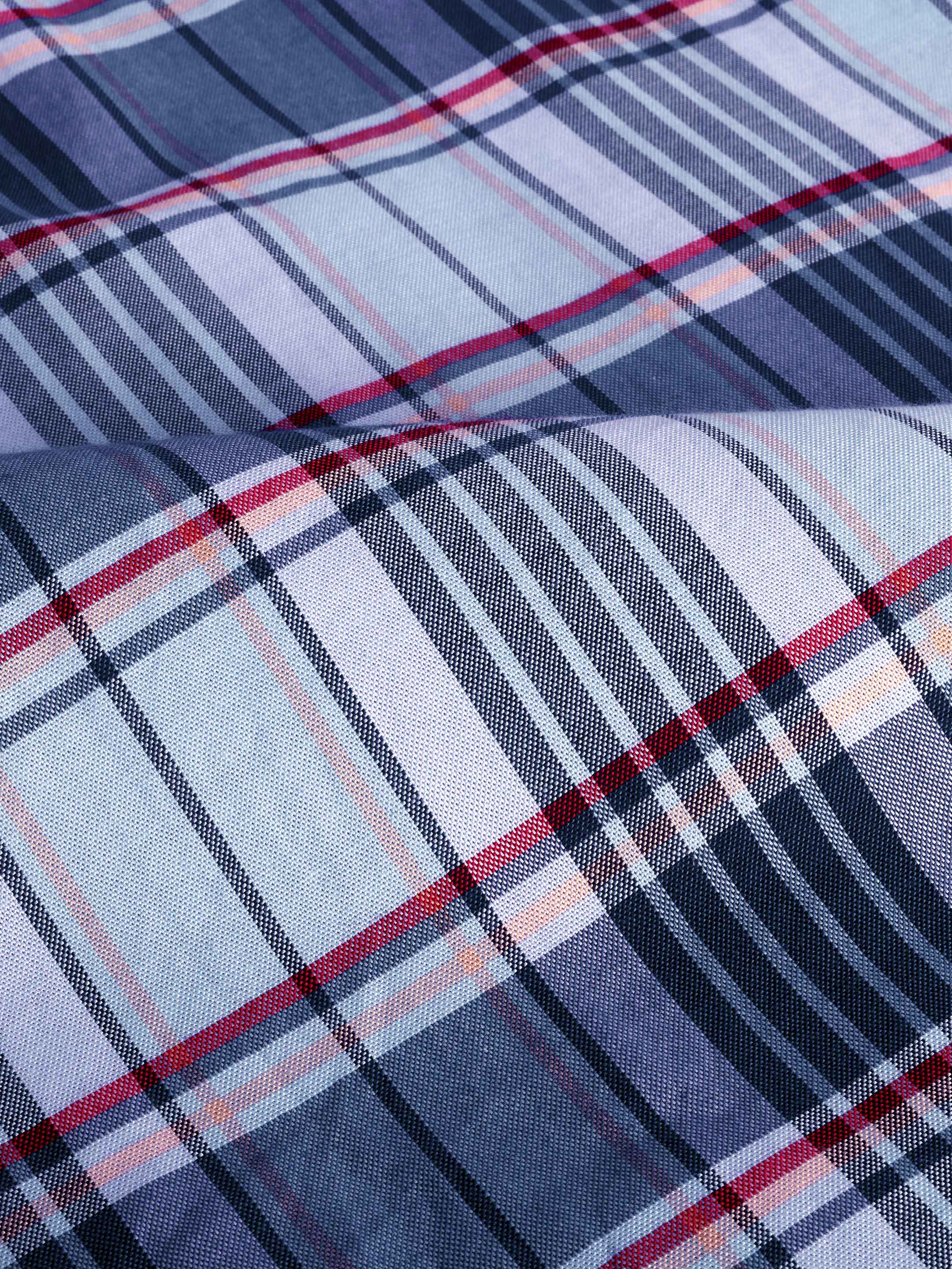 The Rawal: Slim Fit Plaid Blue Oxford Shirt