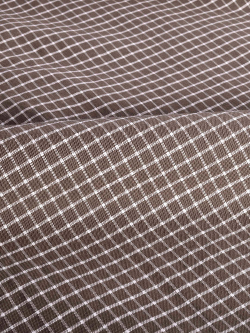 The Udai: Slim Fit Checkered Caramel Egyptian Cotton Shirt