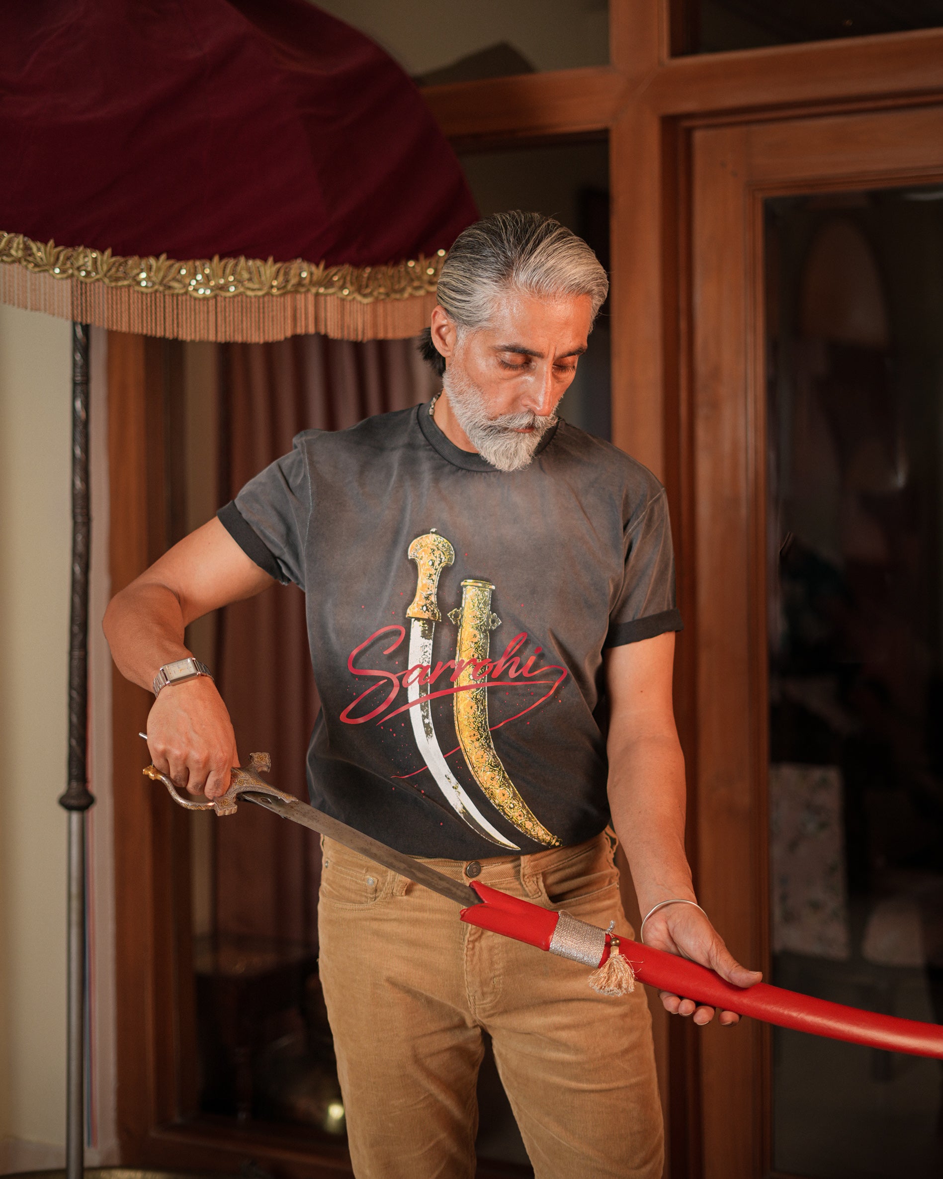 The Marwar Blacy/Grey washed Crew Neck Tee
