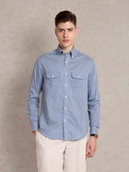 The Karikala: Slim Fit Supima Cotton Checkered Blue Shirt