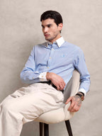 The Rawal: Slim Fit Egyptian Giza Cotton Striped Powder Blue Shirt