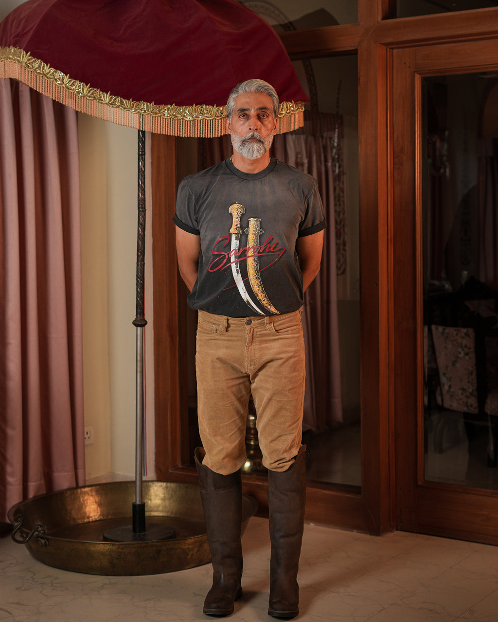 The Marwar Blacy/Grey washed Crew Neck Tee