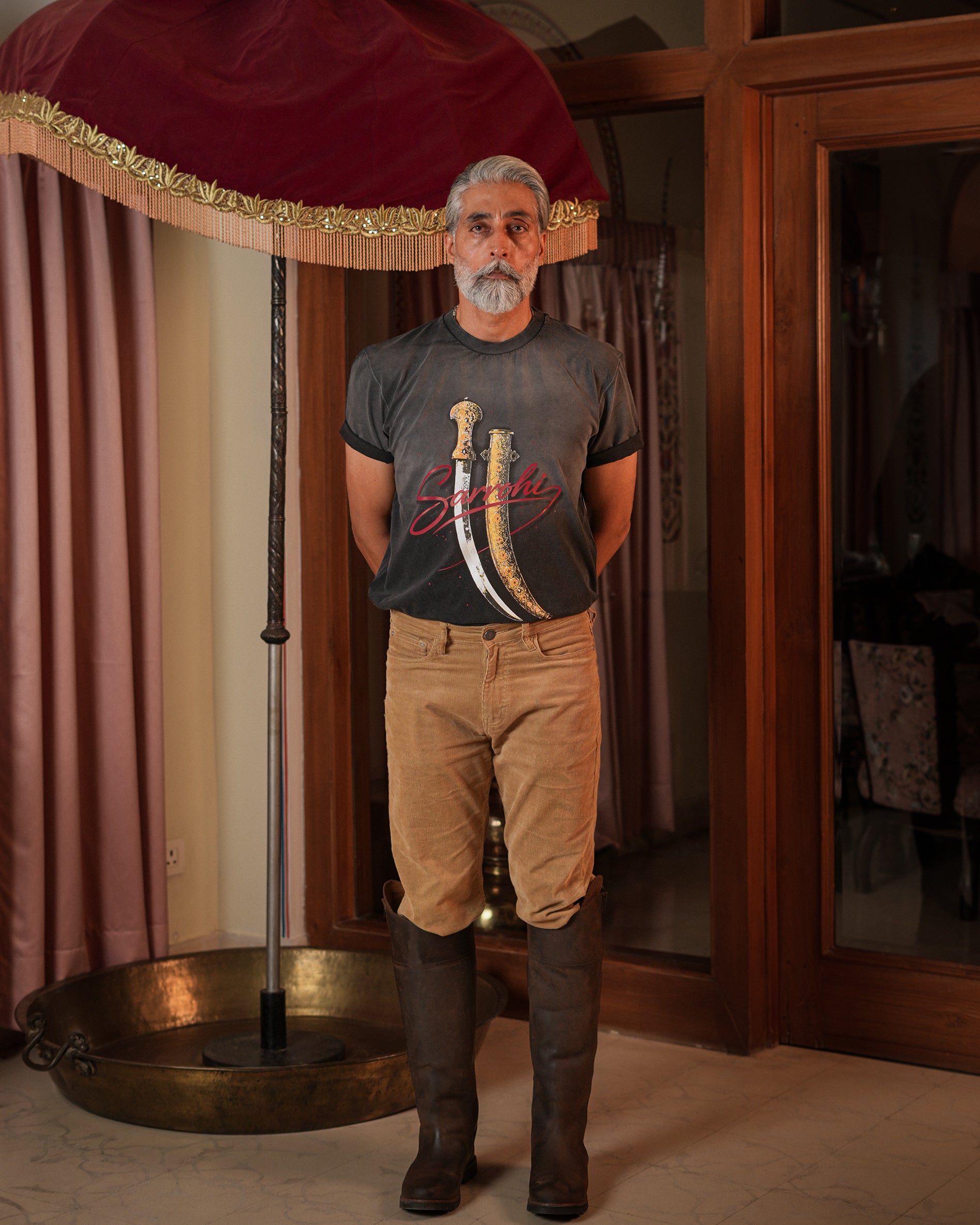 The Marwar Blacy/Grey washed Crew Neck Tee