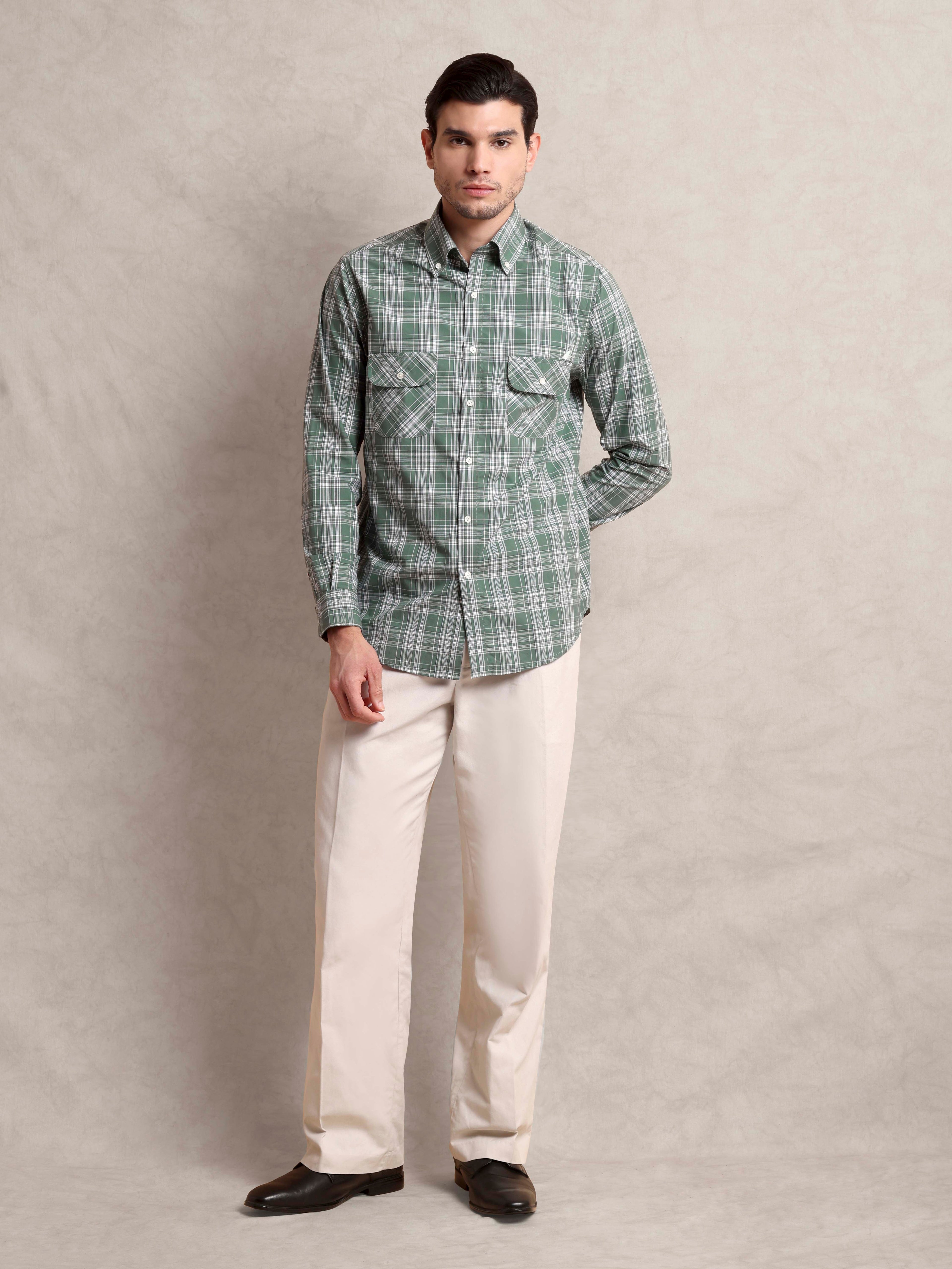The Karikala: Slim Fit Checkered Pista Poplin Shirt