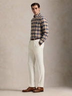 The Udai: Slim Fit Checkered Blue-Gold Oxford Shirt