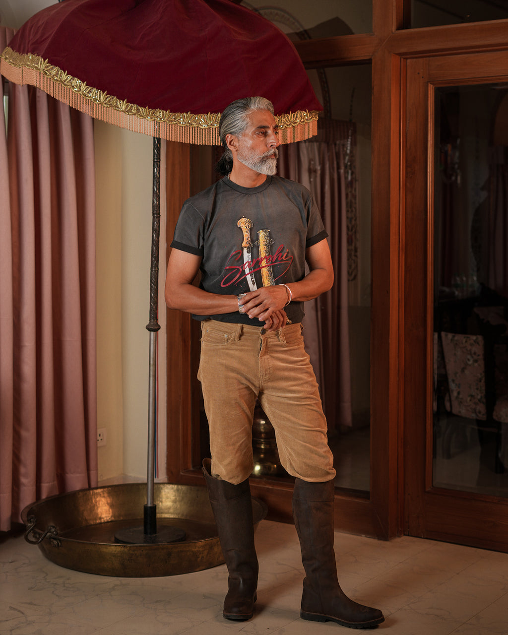 The Marwar Blacy/Grey washed Crew Neck Tee