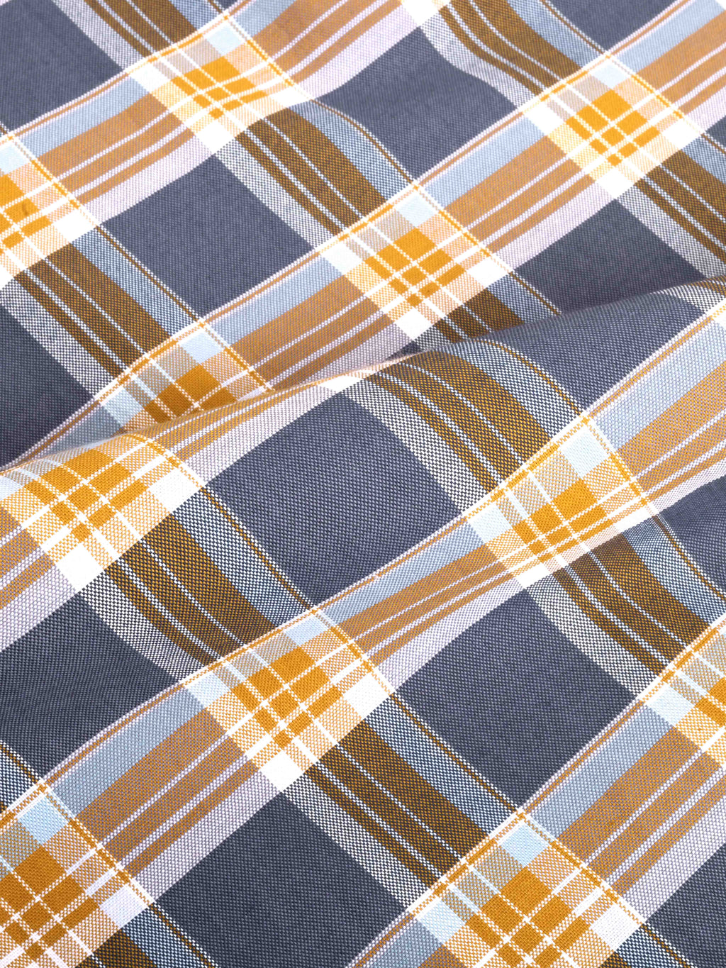 The Udai: Slim Fit Checkered Blue-Gold Oxford Shirt