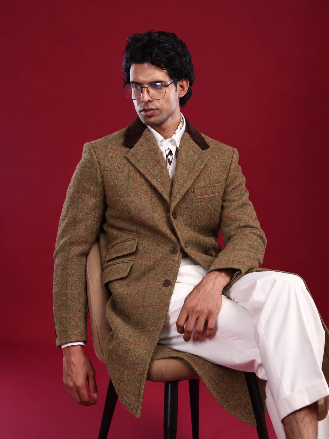 The Karthikeyan: Tweed Overcoat