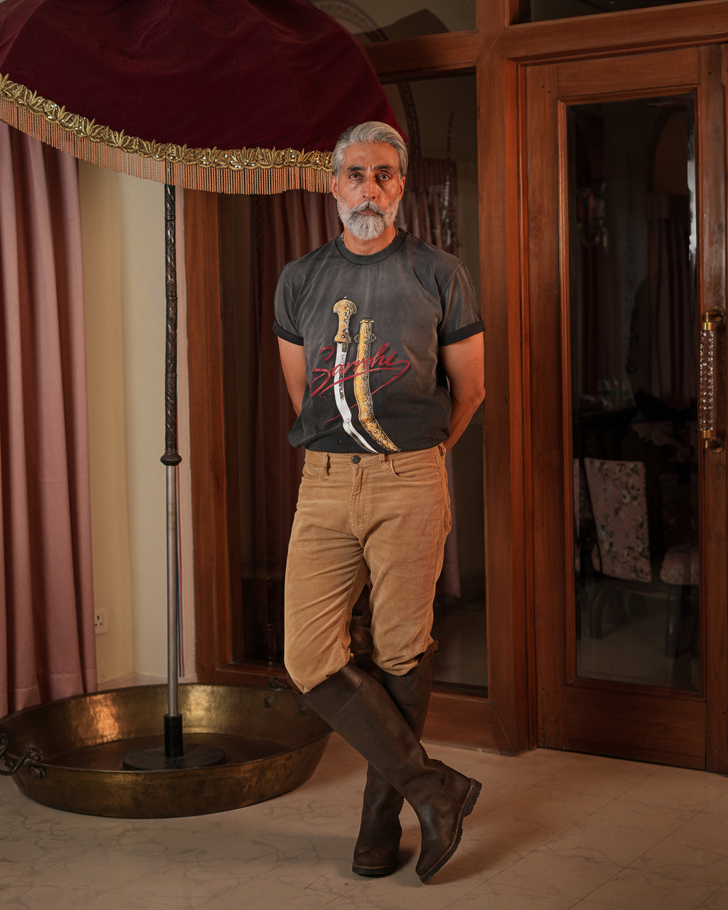 The Marwar Blacy/Grey washed Crew Neck Tee