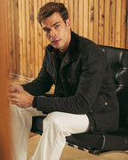 The Gorkha Jacket- Men's Black Waxed Jacket with Courduroy Collar