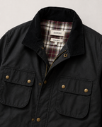 The Gorkha Jacket- Men's Black Waxed Jacket with Courduroy Collar