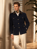The Kalinga- Men's Blue Pure Cotton Courduroy Jacket