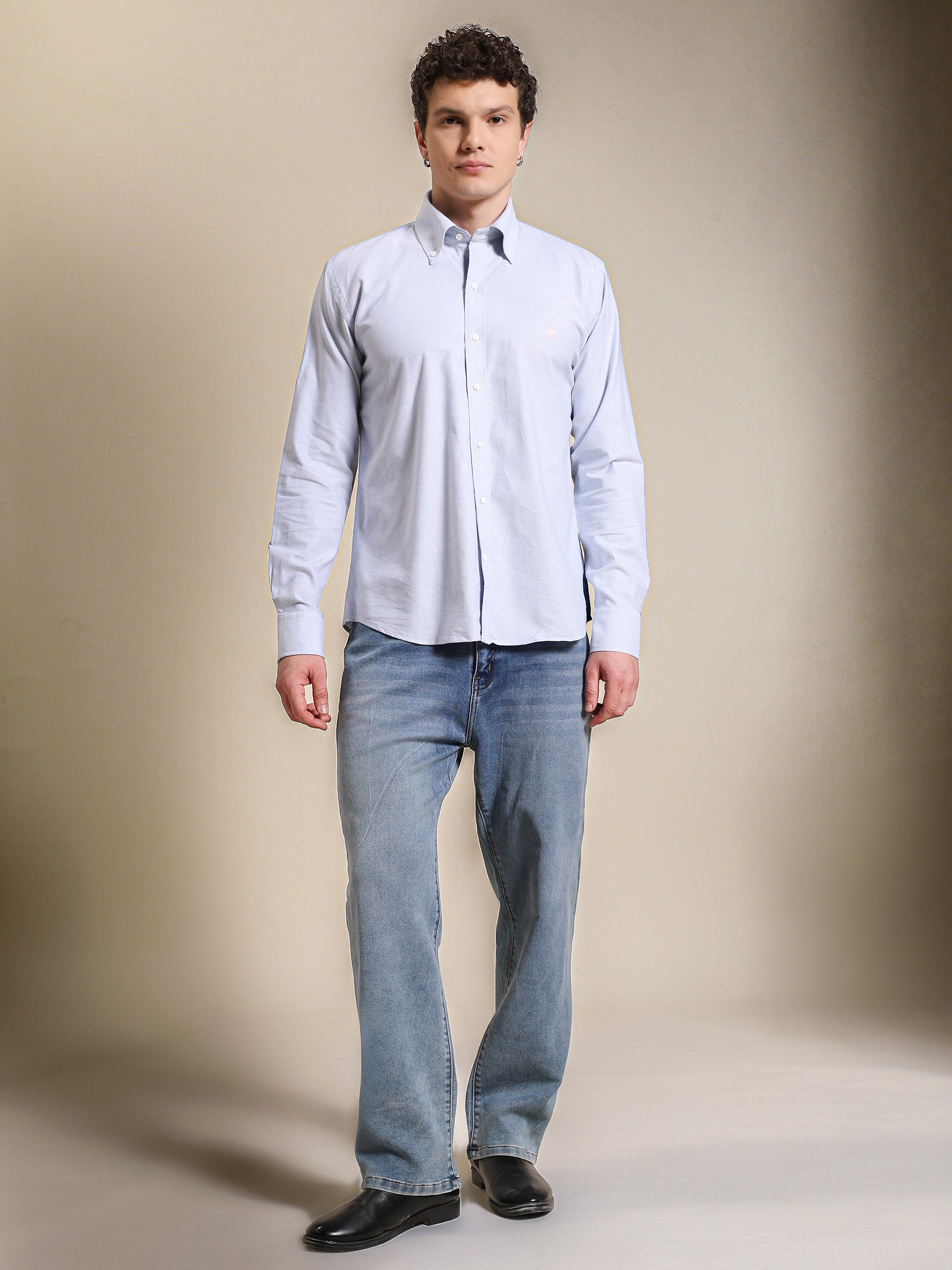 The Rawal: Slim Fit Blue Oxford Shirt