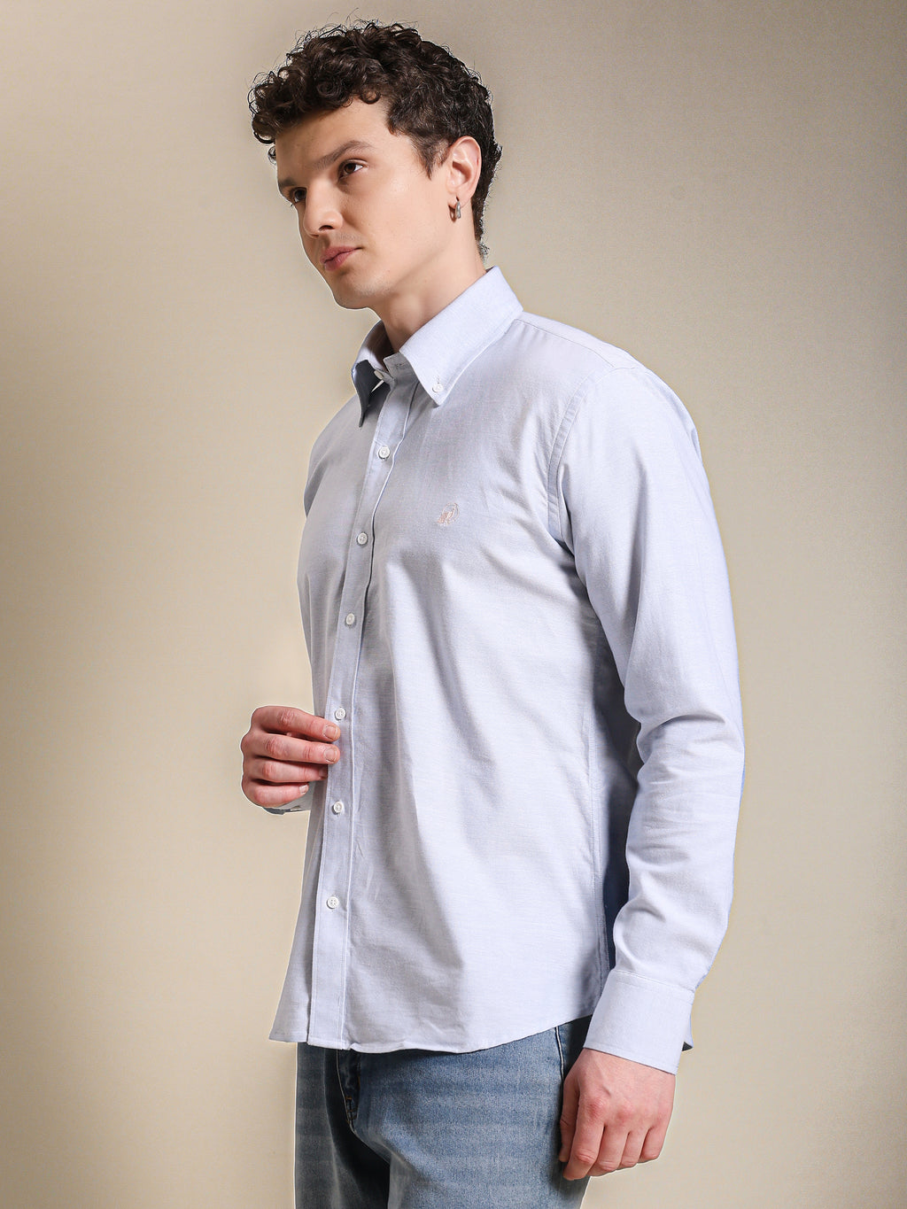 The Rawal: Slim Fit Blue Oxford Shirt