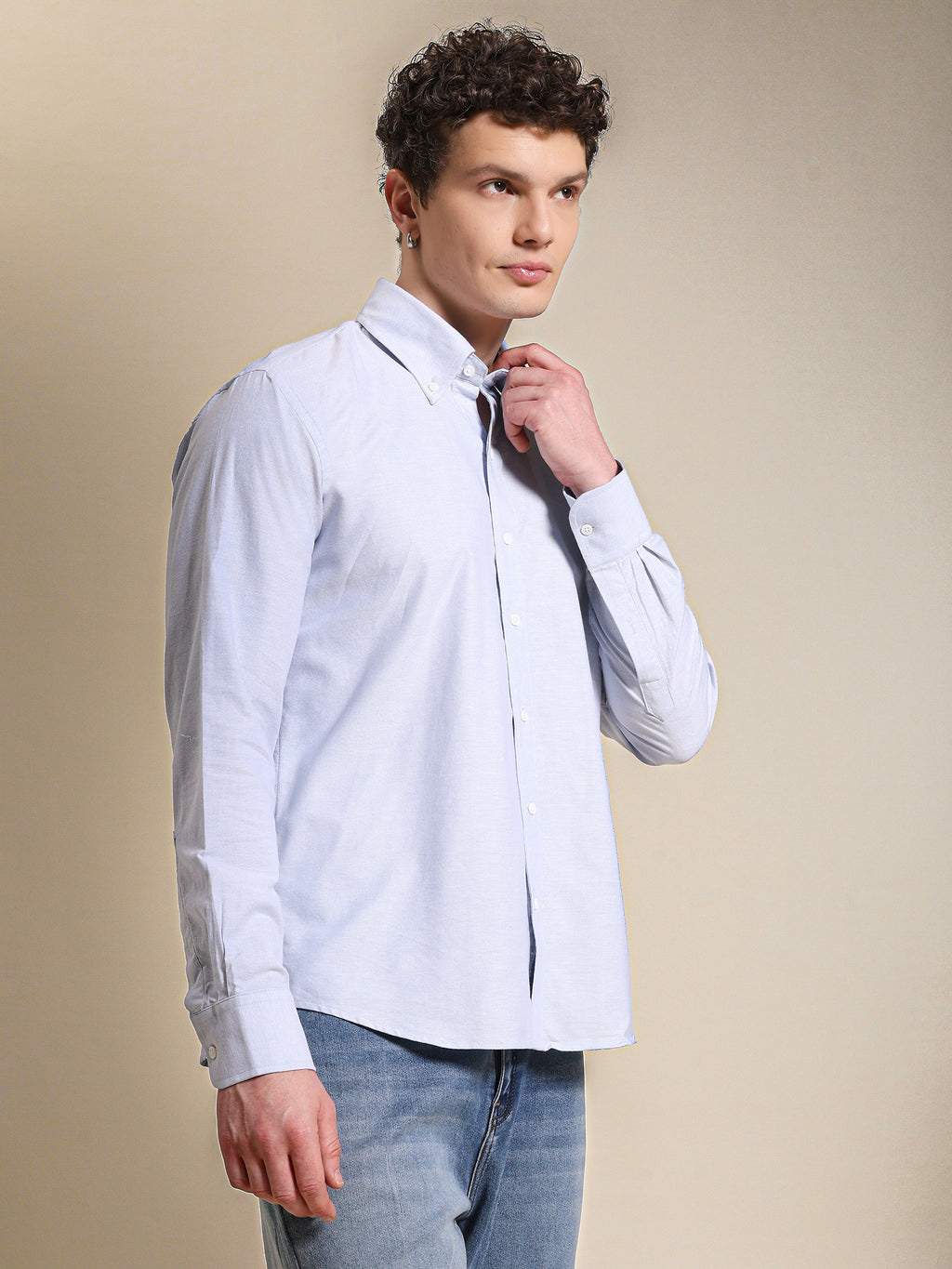 The Rawal: Slim Fit Blue Oxford Shirt