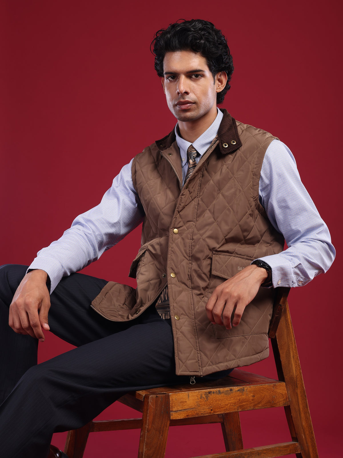 The Tagore Jacket: Mocha Brown Gilet