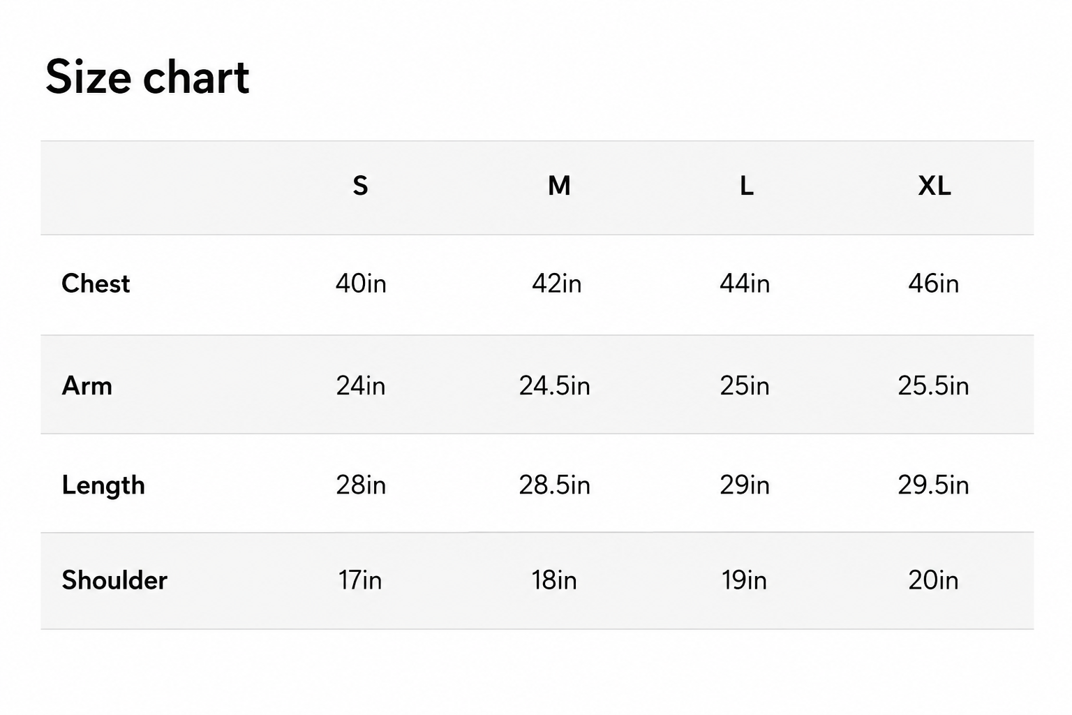 Size Chart