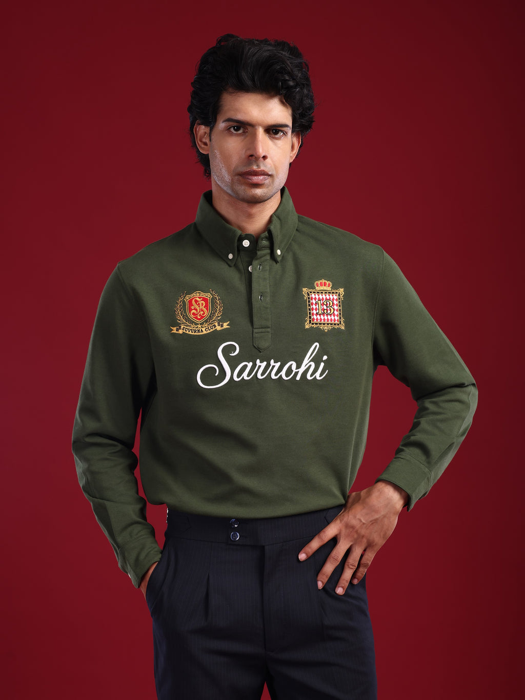 Olive Green Marjing Heritage Polo